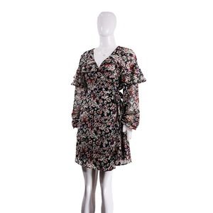 New Look Floral Print Ruffle Wrap Mini Dress Trendy